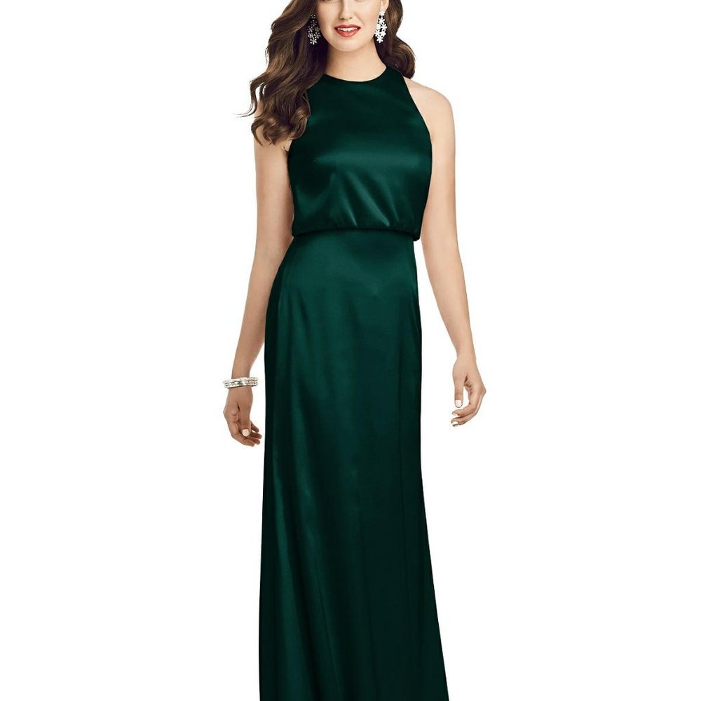 Dessy 3055...Sleeveless Blouson Bodice Trumpet Gown...Evergreen...Size 10...NWT